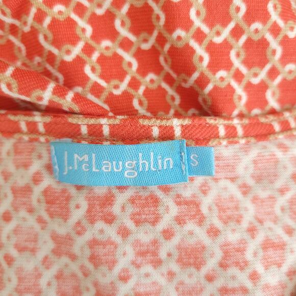 J. McLaughlin Silk Twist Front Dress Short Sleeve Orange Geometric Small - Picture 10 of 11
